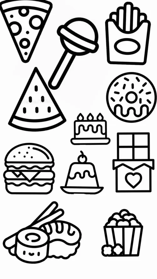 25 Hình vẽ tranh tô đồ ăn mini giúp bé sáng tạo