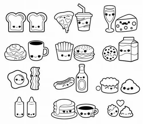 12 Tranh tô màu đồ ăn xinh xắn cho bé thích cupcake và donut