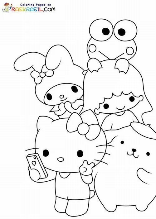 18 Tải tranh tập tô Melody và Kuromi mang phong cách pastel đáng yêu.