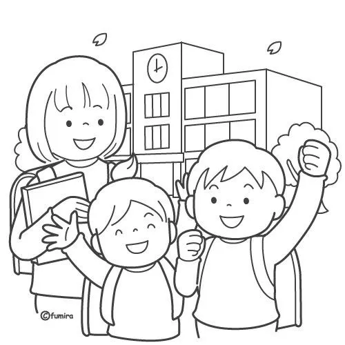 12 Trang tô màu lớp học với bàn ghế gỗ và sách vở gọn gàng