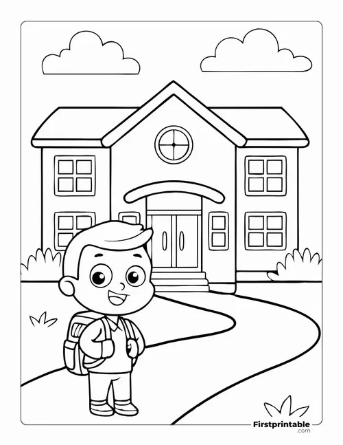 15 Tranh tô màu cảnh trường học sáng tươi với bảng phấn xanh