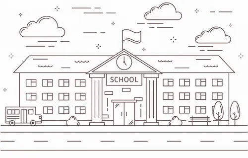 30 Hình tô màu sân trường có bạn nhỏ đang vui chơi dưới nắng