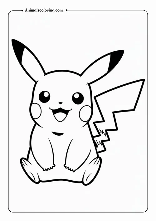 30 Trang tập tô Pikachu nghiêng đầu dễ thương.