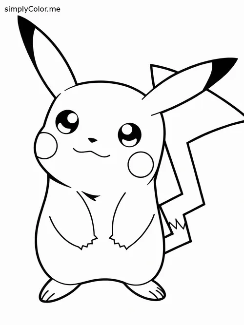 39 Bé tập tô màu Pikachu có nền mây trắng tạo cảm giác thoáng.