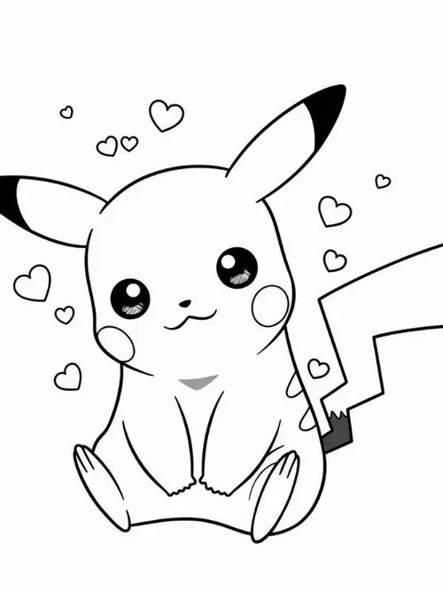 37 Bộ tranh tô màu Pikachu nở nụ cười hiền rất hợp trẻ nhỏ.