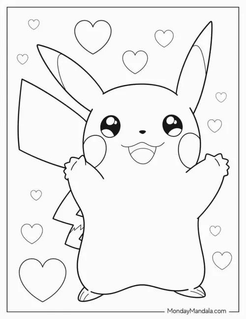 36 Hình tô màu Pikachu tung tăng giúp bé thư giãn.