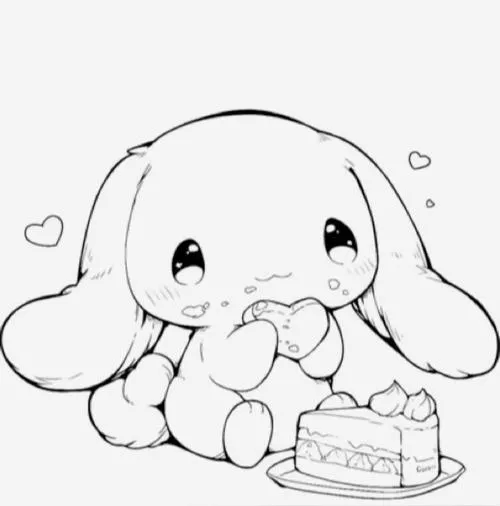 1 Tranh tô màu Cinnamoroll tai dài trắng kem dễ thương