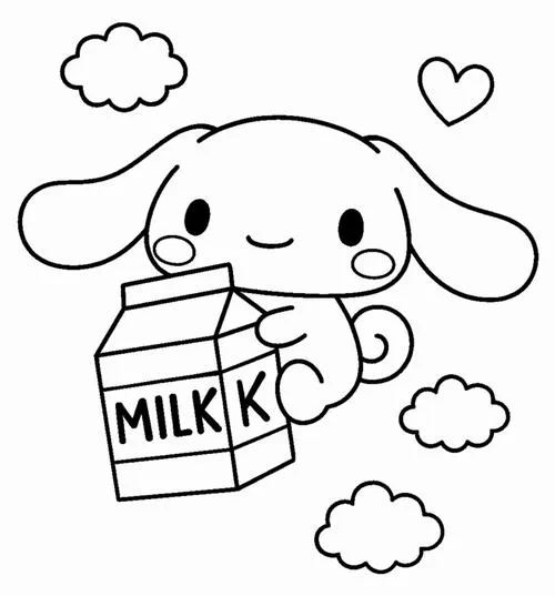 10 Tranh bé tập tô Cinnamoroll mây xanh cute