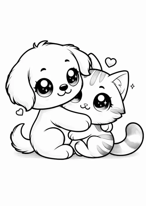 24 Hình tô màu chó chibi nâu kem với đôi tai rủ mềm mại