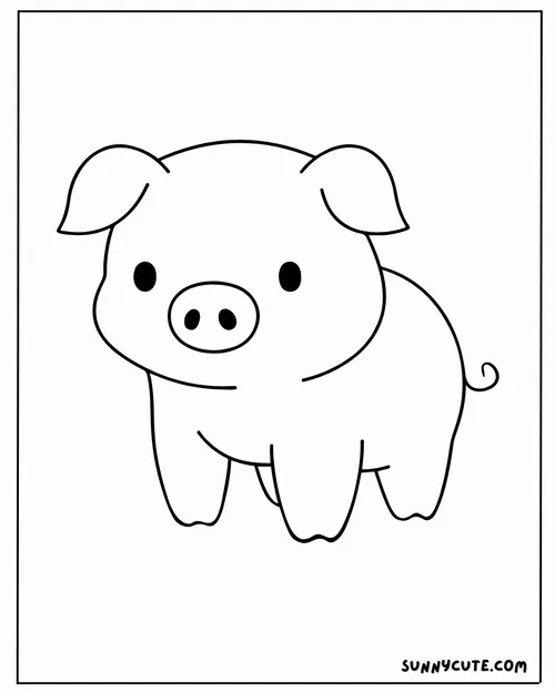 26 Tờ giấy tô màu heo hồng đang cười tươi với bé