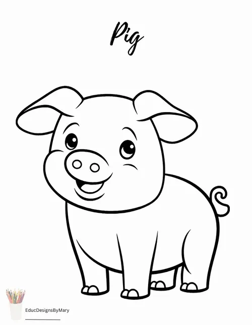 14 Tranh tô màu con heo nông trại giúp bé hiểu thế giới quanh mình