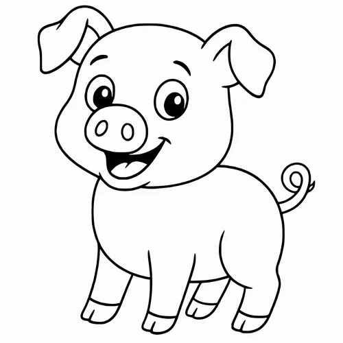 19 Bộ tranh tô màu heo đang chạy tung tăng rất nhí nhảnh