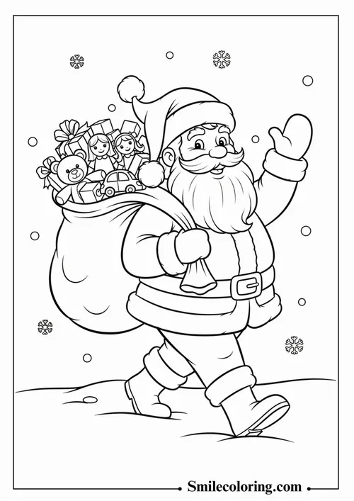 28 Trang tô màu ông Noel cầm danh sách quà dài kiểm tra thật kỹ