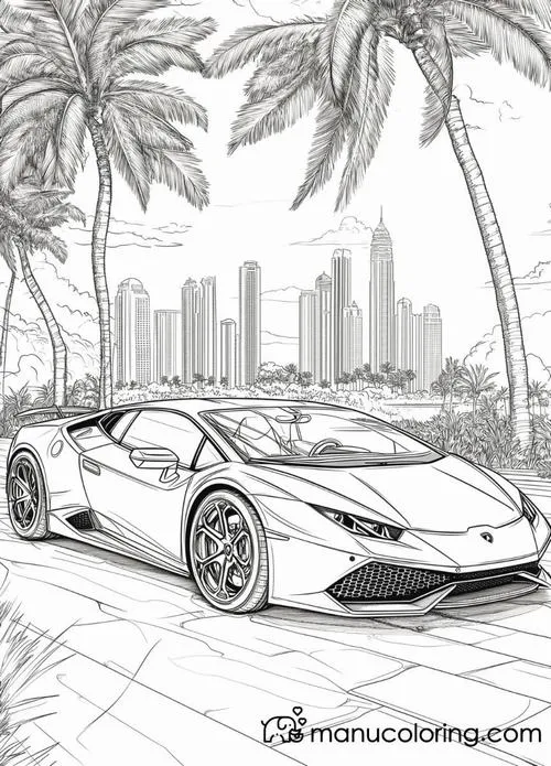 Hình vẽ tranh tô màu siêu xe Porsche bánh xe hợp kim