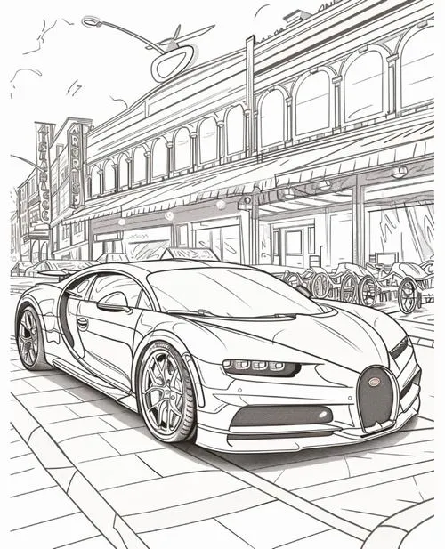 Trang học tô màu siêu xe với động cơ và tiếng pô gầm