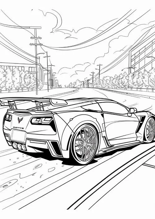 Hoạt động tô màu xe thể thao có pitstop cho trẻ 4 tuổi