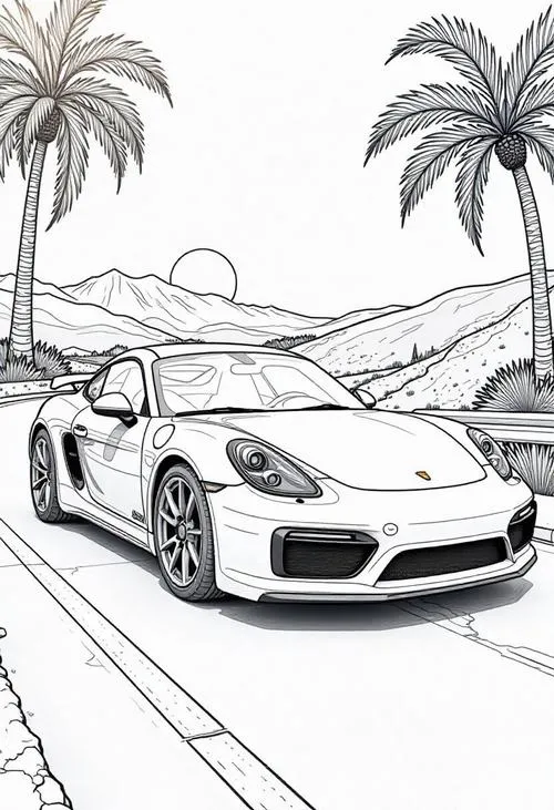 Bức tranh tô xe sang có ghế thể thao bên trong