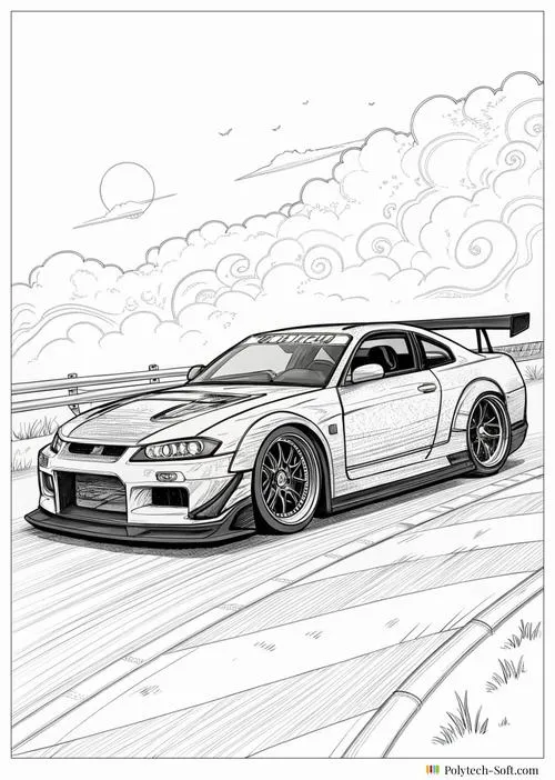 Tranh bé tập tô siêu xe chạy nhanh trên đường đua