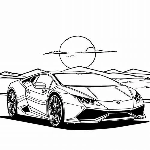 Tải tranh tập tô xe thể thao Lamborghini cửa mở lên