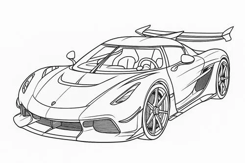 Hình tô màu xe thể thao động cơ mạnh mẽ bánh xe to cute