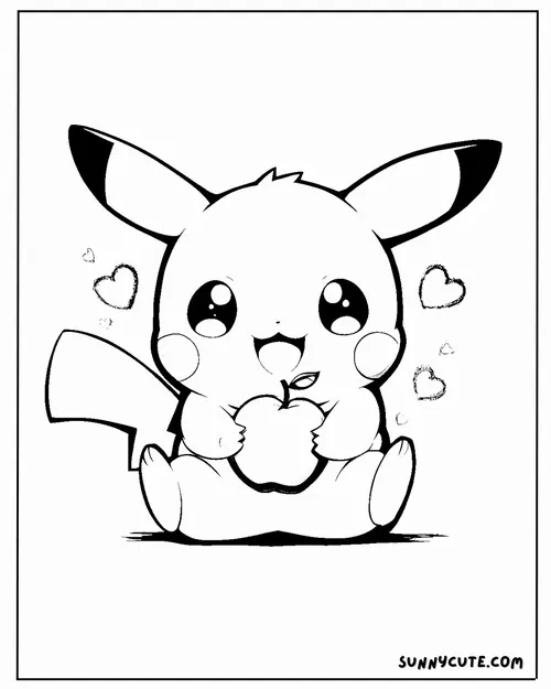 23 Tải tranh tập tô Pikachu cười tít mắt giúp bé thêm thích học.