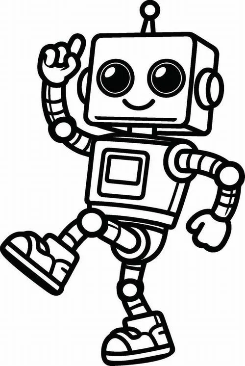 21 Bé tập tô màu robot có bánh xe dưới chân