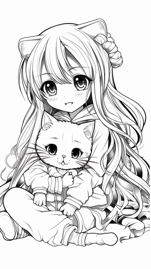 Tải tranh tập tô anime girl pastel dịu dàng cực xinh