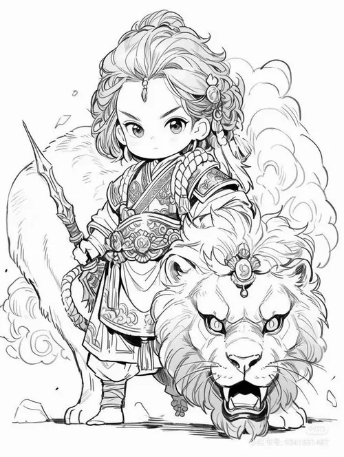 Hình tô màu anime cute tóc dài gợn sóng thướt tha