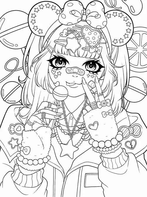 Bức tranh tô anime pastel vàng chanh tươi vui