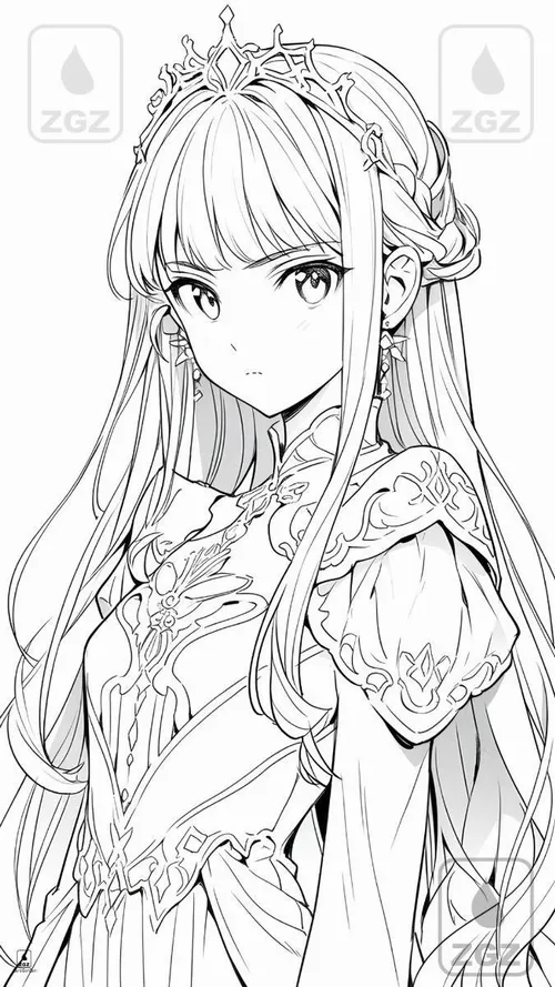 Trang học tô màu anime chibi váy bồng bay nhẹ