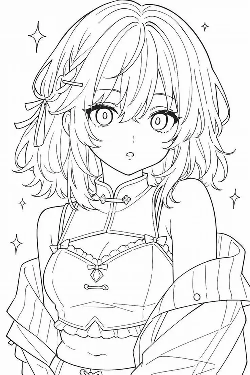 Full 130+ Tranh Tô Màu Anime Cute cho bé tập phối màu trang phục theo cảm xúc