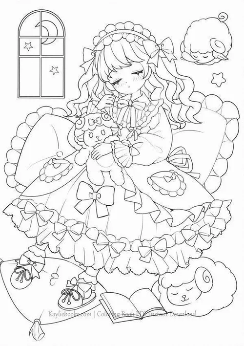 Tờ giấy tô màu anime cute mắt sáng rực vui tươi cho bé 5 tuổi