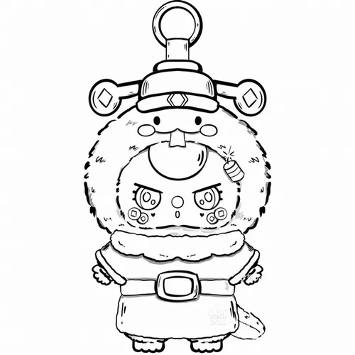 5 Trang tô màu Baby Three chibi mặc áo gấm đỏ cùng hoa mai khoe sắc