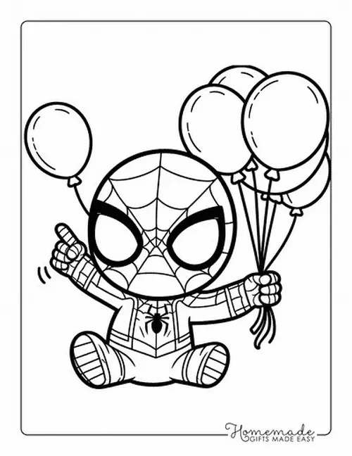 17 Tô màu vui với bộ đồ Spider Man chibi cute họa tiết mạng nhện