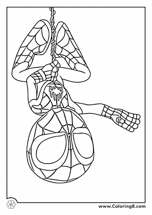 20 Tô màu sáng tạo Spider Man đang đu dây cho bé 5 tuổi