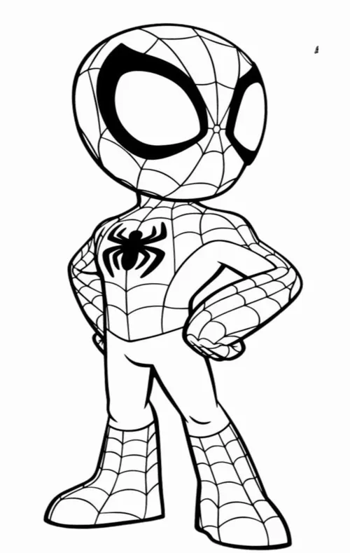 22 Bộ tranh tô màu Spider Man cầm web shooter nhìn thích