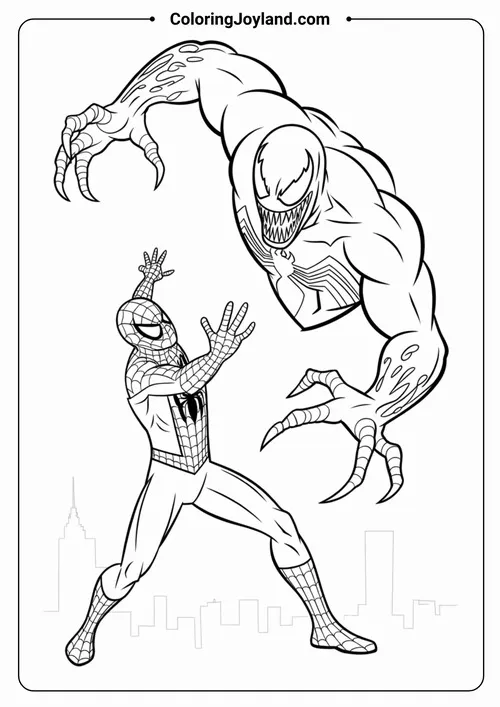 6 Hành động cực ngầu trong trang tô màu Người Nhện mạng nhện rõ nét