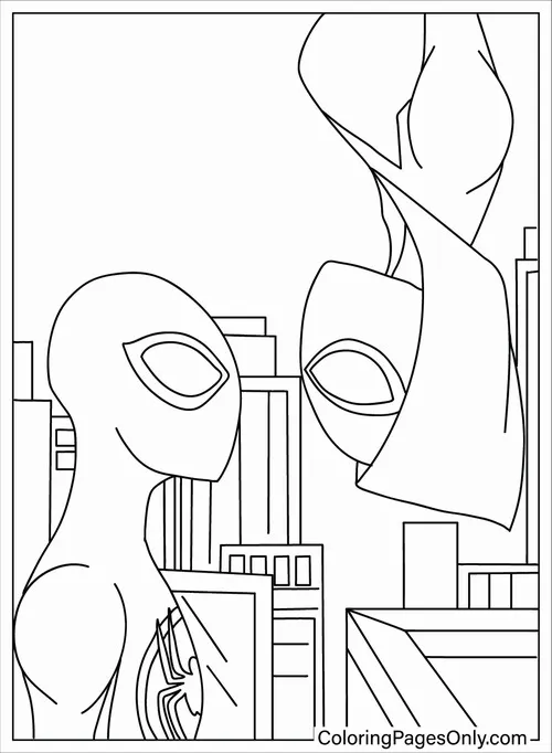 33 Hình vẽ tranh tô màu Spider Man nữ đu từ tòa nhà cao