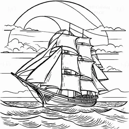 Tô màu vui thuyền buồm trên biển xanh