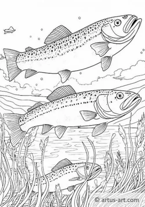 Hình tô màu cá nhỏ xinh nhiều màu sắc lấp lánh