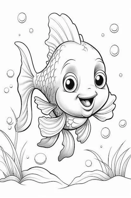 Tô màu sáng tạo cá ngộ nghĩnh bên bong bóng cho bé 5 tuổi