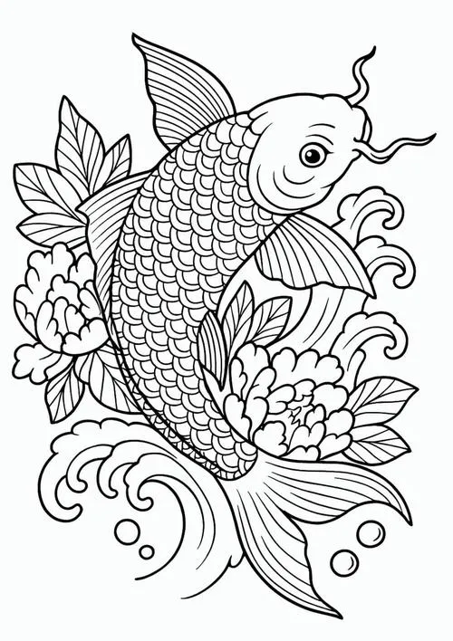 Mẫu tranh tô màu cá hoạt hình cho trẻ 6 tuổi