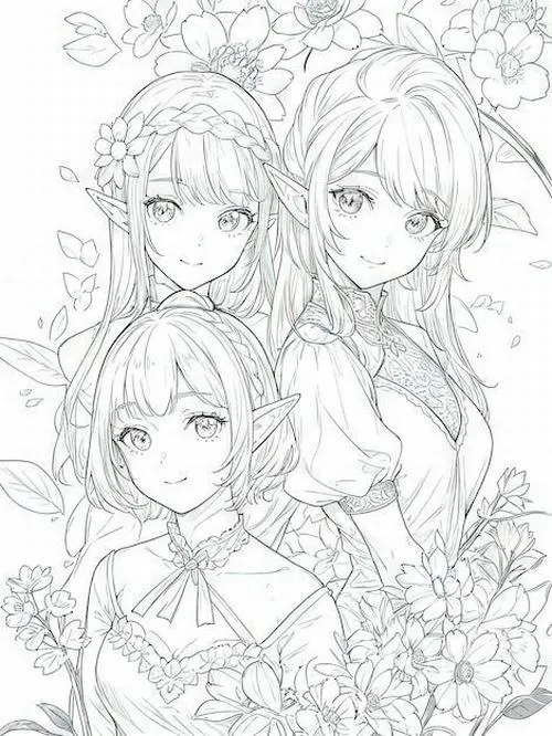 Tờ giấy tô màu công chúa anime cho bé gái