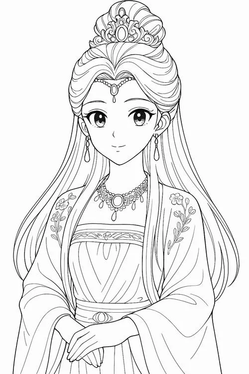 In hình tập tô công chúa anime cho bé mới tập