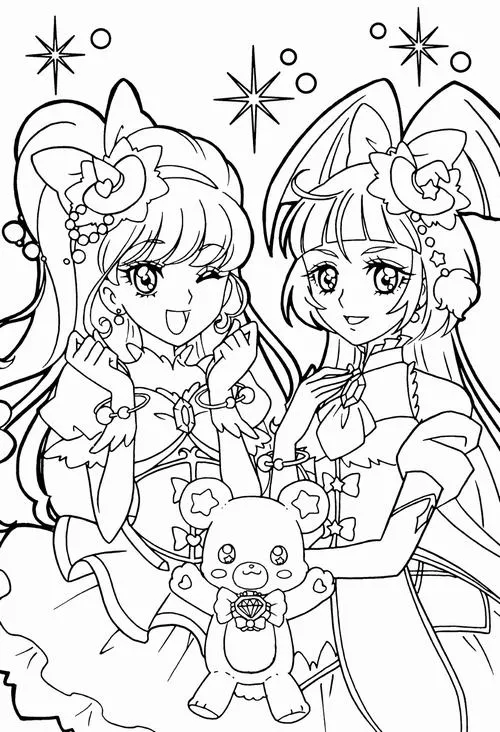 Hình vẽ tranh tô màu công chúa anime đáng yêu