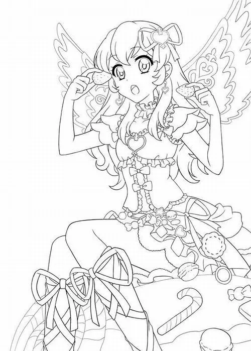 Trẻ học tô màu công chúa anime váy xòe