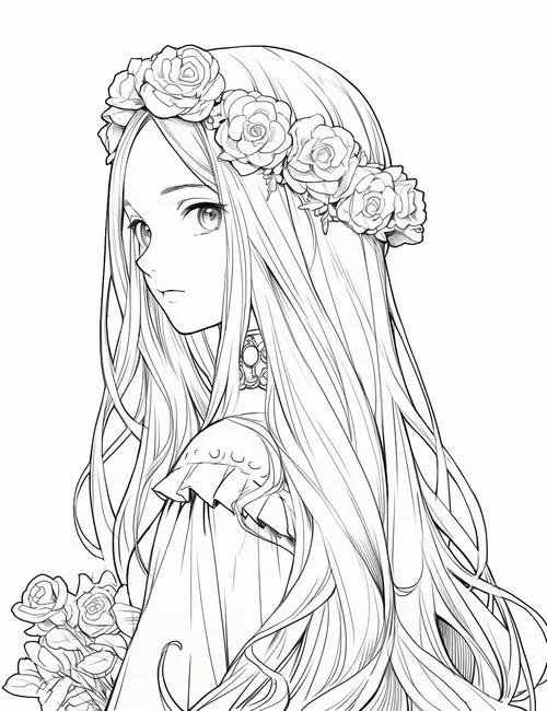 Trang học tô màu công chúa anime cho trẻ 5 tuổi