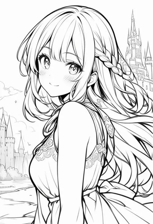 Bé tập tô màu công chúa anime cho trẻ 6 tuổi