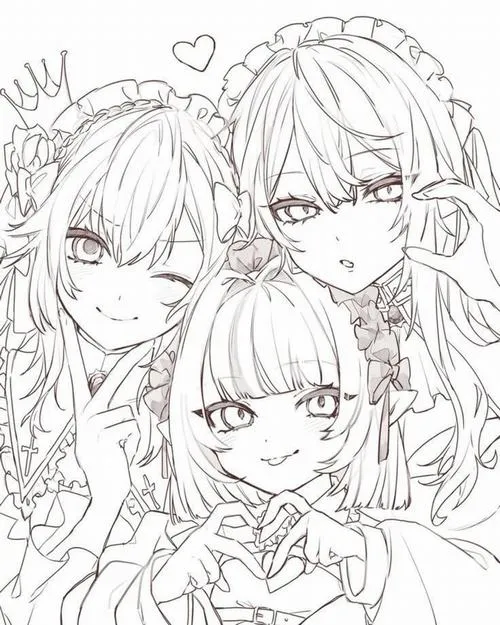 Hình tô màu công chúa anime dễ thương cho bé