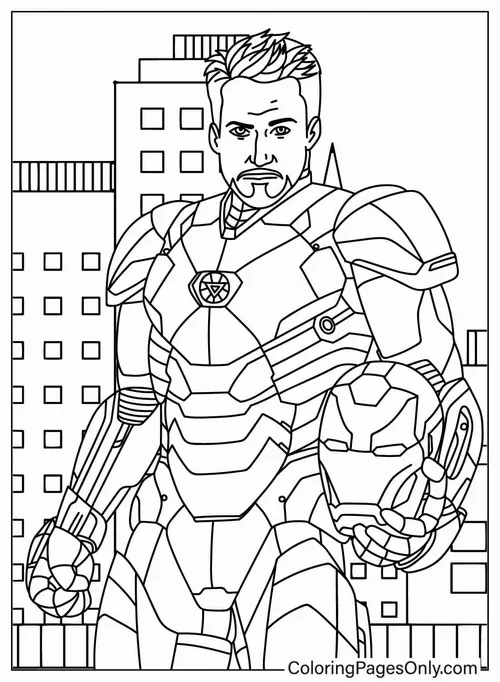 18 Trang tô màu Iron Man dang rộng hai tay chuẩn bị cất cánh.